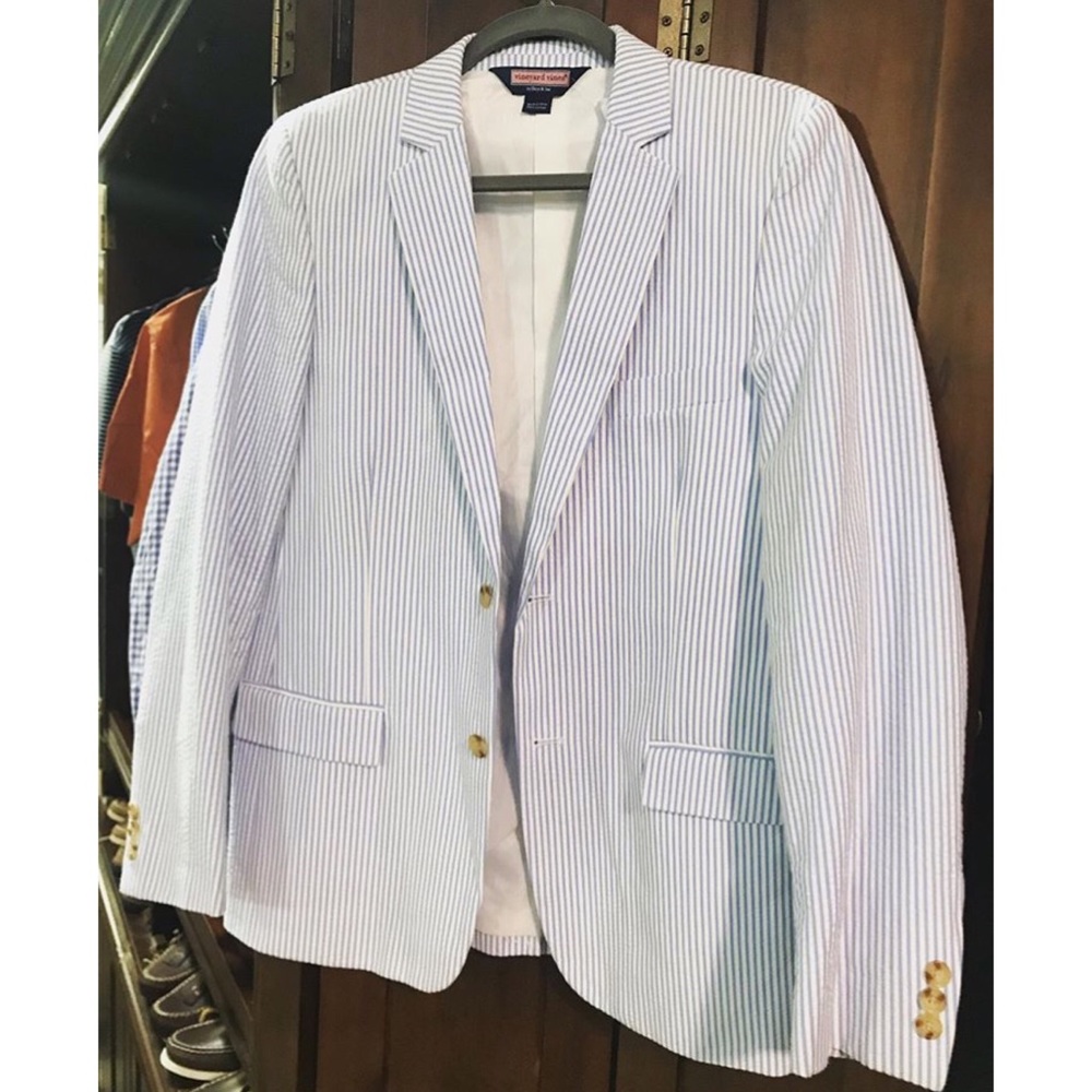 Vineyard Vines Seer Sucker Blazer Blue/White